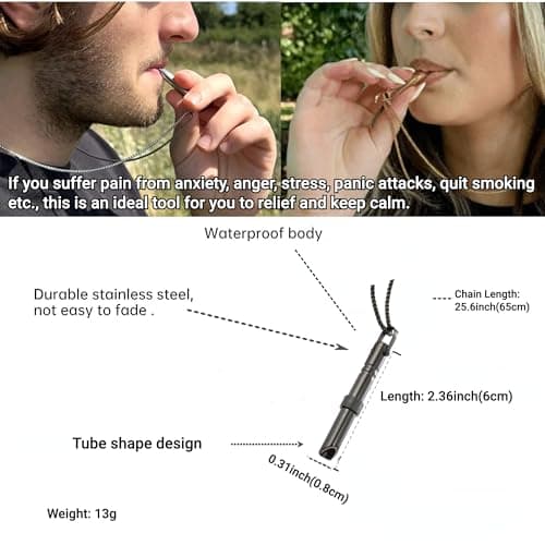 Zilynhom Collier de respiration, accessoires de méditation pour la pleine conscience, soulagement de l'anxiété et du stress, se calmer, changer d'attention, relaxation (Black)