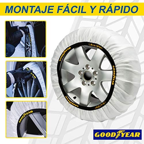Goodyear Jeu de 2 Chaînes à Neige en Textile pour Voitures Ultra GRIP Taille M, Blanc