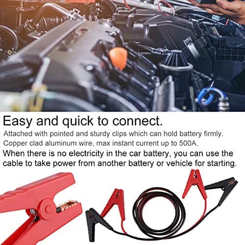 EBTOOLS Câble de démarrage d'urgence 2.5M Câble de cavalier de démarrage automatique de voiture 12-24V Clip de fil de batterie de d'alimentation de secours universel