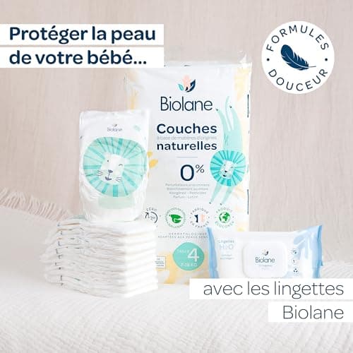 BIOLANE - Lingettes bébé à l'eau - 225 Lingettes - Lot de 3x75 - Nettoyage doux et efficace - Dès la naissance - Qualité Française