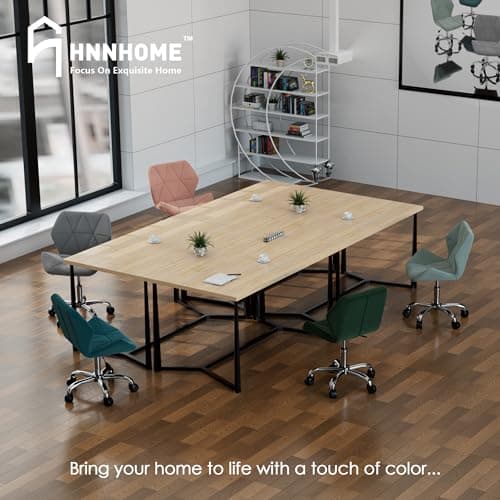 HNNHOME® Chaise de bureau moderne pivotante en tissu rembourré pour maison, bureau, hauteur réglable
