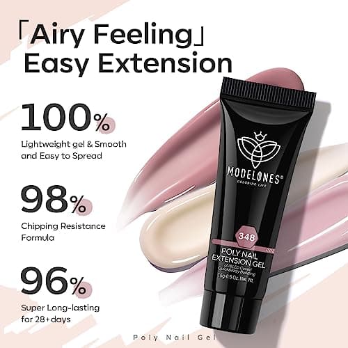 Modelones Polygel Pailleté Rose Nudee 6 Couleurs 15 ml Poly gel pour Ongles Faux Ongles Extension Construction Vernis Semi Permanent Quick Building Extender Gel Kit pour Manucure Nail Art Debutant