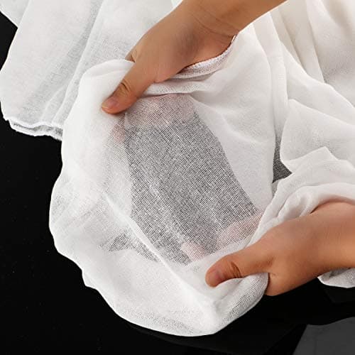 Boao Étamine en Coton Non Blanchi Ultra Fine, 90 x 200 cm | pour Égouttage, Mousseline pour Beurre, Cuisson et Cuisson au Four, Blanc, Tissu Fait Maison