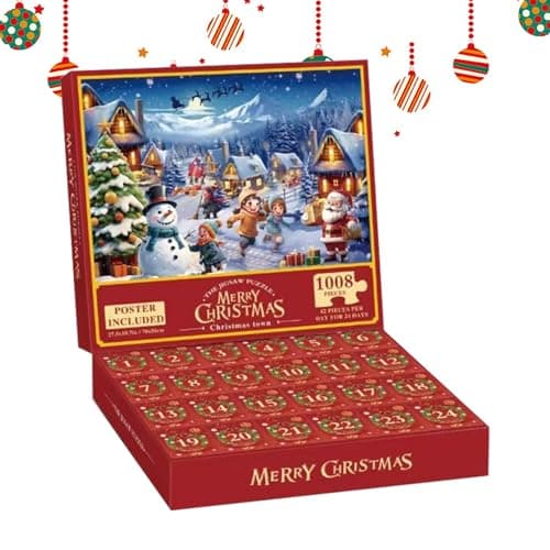 Puzzle Calendrier de l'Avent 2024,Puzzle Calendrier de l'Avent - Puzzle du compte à rebours en classe - Puzzles de calendrier de Noël, puzzle de calendrier de compte à rebours de Noël pour les