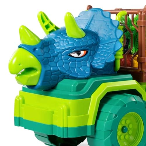 Jouet de Camion de Dinosaure pour Enfants de 3 à 5 Ans, Camion Transporteur de Voiture Triceratops avec 8 Figurines Dino, Tapis de Jeu de Dinosaure de Capture pour garçons