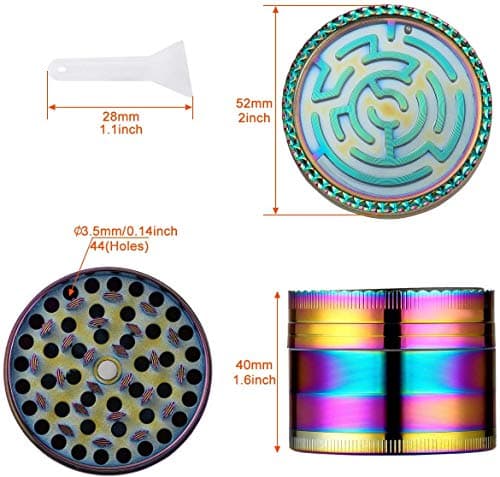 LIHAO Grinder Original Métal Forme Labyrinthe Moulin à Herbe en 4 Parties - Diamètre: 5.2cm