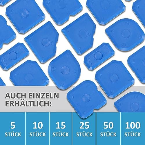 My Plast Kit de lissage de joints - Lot de 5 spatules à joints - Raclette plastique pour joints silicone & acrylique, coins, bords - Outil professionnel, avec chanfreins, kit - Bleu