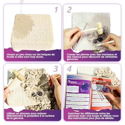 Epheauro Kit d'Excavation de Pierres Précieuses pour Enfants de 8 Ans et Plus- 18 véritables Pierres Précieuses avec Guide d'apprentissage
