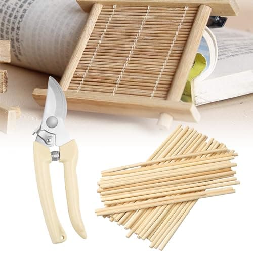 Tiges Bâtonnets en Bois Ronde, Ronde en Hêtre Lisse, Bois Massif Ronde, Bois de Hêtre pour le Bricolage, Bâtonnets Bambou Naturels, Avec Ciseaux D'élagage, 50 Pièces