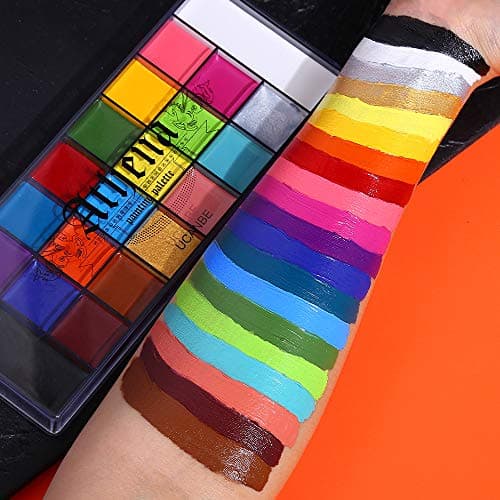 UCANBE Peinture Visage 20 Couleurs Imperméable - Fard Gras Peinture Corporelle Longue Durée Sécurité, Palette de Maquillage Halloween pour Enfants et Adultes, Théâtre, Carnaval, Scène, Clown, Cosplay