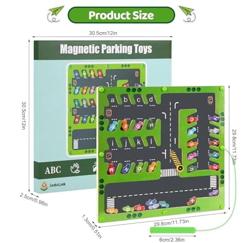 Labyrinthe Magnetique pour Parking et Alphabet, Jeux Montessori 2 3 4 5 6 Ans, Jouets en Bois, Jeux Educatif, Parcours Motricité et de Tri pour Filles Garçons