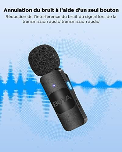 Boya BY-V10 Micro Cravate, Micro Cravate sans Fil USB-C pour Smartphone Android/Type-C/Gopro/Action 2/3 Micro Smartphone pour Podcast Facebook Youtube Vlogging Enregistrement Vidéo