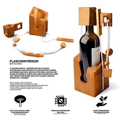 Dont Break The Bottle - Ne cassez Pas Les Bouteilles Puzzle en sécurité Puzzle Magique en Bois en 3D Puzzle pour Adultes Puzzle pour Bouteilles Jeu de réflexion
