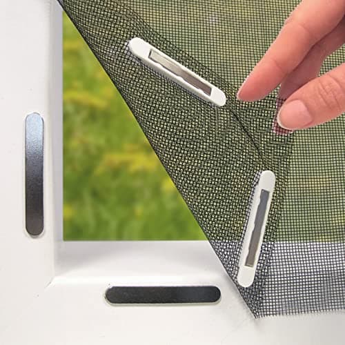 Hoberg Moustiquaire de fenêtre avec Fixation magnétique innovante | Moustiquaire jusqu'à 150 x 130 cm découpable Individuellement, Pas de perçage ni de vissage | Fixation avec 16 aimants [Noir]