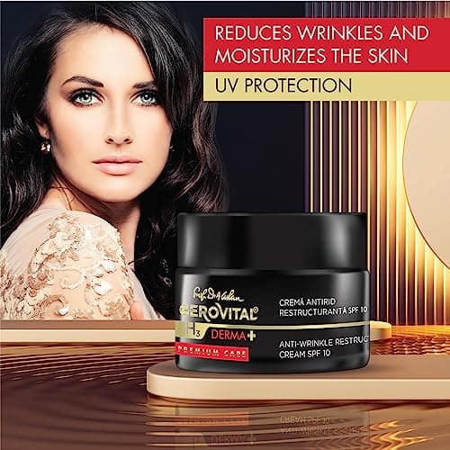 Crème Visage Anti-Rides Restructurante SPF 10, Réduit les Rides, Restaure l'Elasticité et la Fermeté de la Peau, 50 ml, Gerovital H3 Derma+ Premium Care