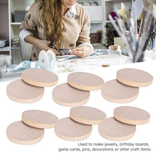 GAESHOW 100 Pièces Tranches de Bois Naturel, Disques de Bois Vierges, Disques de Bois Brut Naturel, Rondelle Rond en Bois Sans Trou, Diamètre 3cm pour Peinture, Bricolage, Artisanat