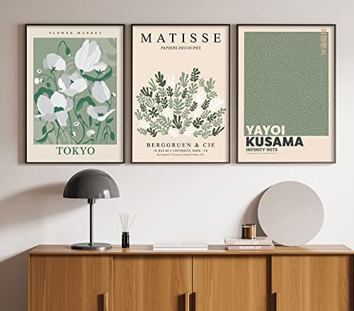 ag.art deco Affiche Decoration Murale 40x50 cm | Affiche Murale pour Salon et Chambre à Coucher | Poster Mural Sans Cadre | Lot de 3 Tableaux (Fleurs Matisse) | Fleurs Matisse, Bois MDF Robuste, pour Salon et Chambre, Design Moderne, Verre de Protection, Montage Mural Facile, Salon