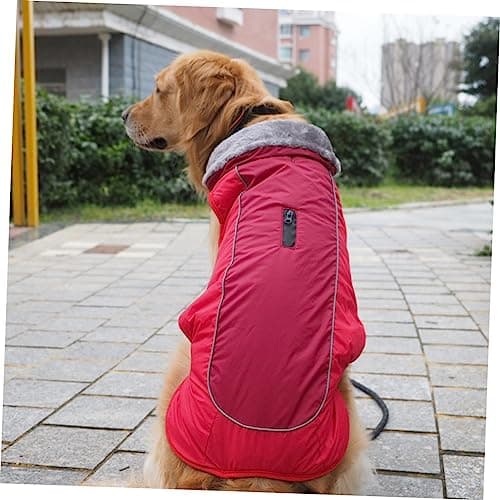 TOGEVAL vêtements de Chien col de Winter Hiver Habit de Neige pour Chien Manteau imperméable pour Chien vêtements en Coton pour Chiots vêtements Chauds pour Chiots Polyester Rouge