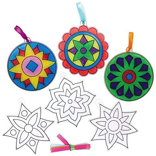Baker Ross Attrape Soleil à Effet Vitrail motif Rangoli - Lot de 10, Loisirs Créatifs Enfants (AX313)
