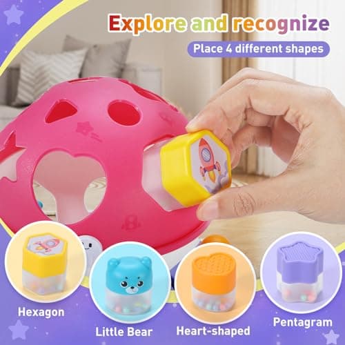Jouet Bebe 1 2 an Fille, Montessori Sensoriel Jouets avec Musique/Lumière,Jouet Bebe 9 18 24 Mois,Jouet éducatif 1 2 3 Ans Garçon Fille Cadeau d'anniversaire de Noël