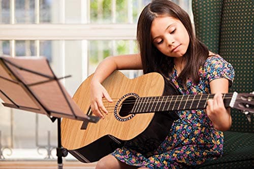 Lexibook Guitare Acoustique, 91 cm, Guide d'apprentissage Inclus, 6 Cordes en Nylon, Housse de Transport Incluse, Bois/Noir, K2200