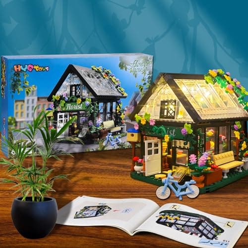Ulikey Construction de Magasin de Fleurs avec Lumières, Fleurs House Kit de Construction, Jardin de Fleuriste de Blocs de Construction, Créatifs Fleurs de Magasin pour Enfants Noël Cadeau