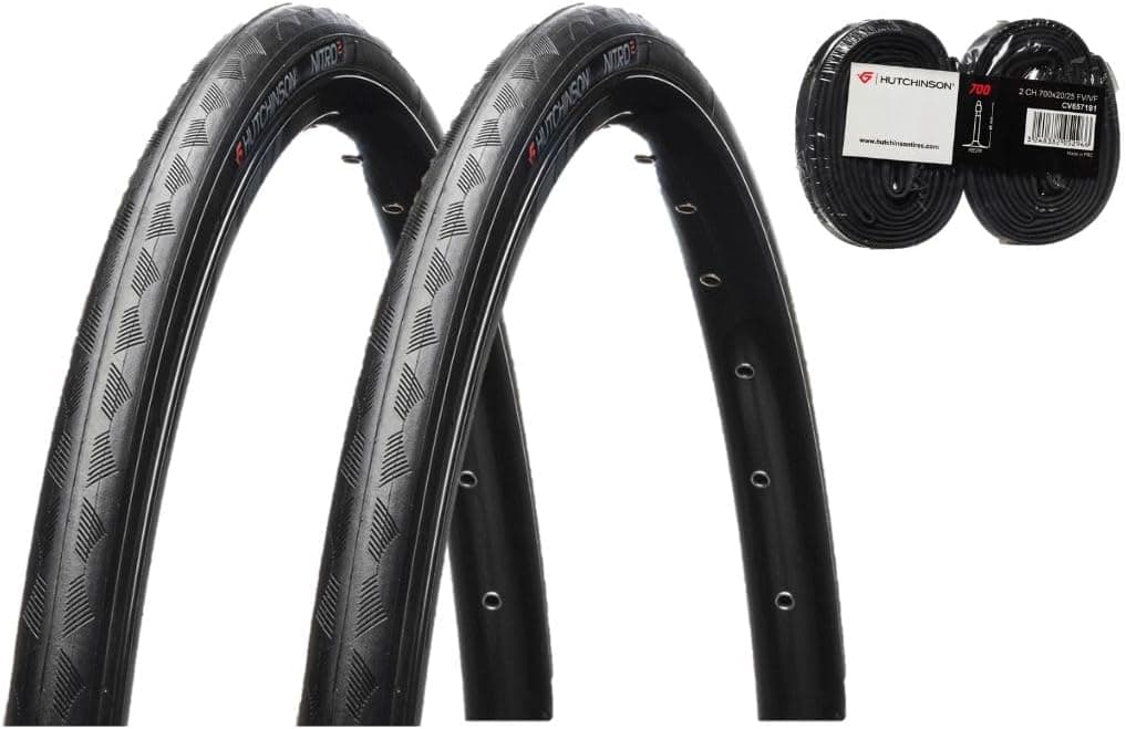 Hutchinson Lot de 2 pneus + 2 Chambre à air Route Nitro 2 700 x 25 Tringle Souple, Noir
