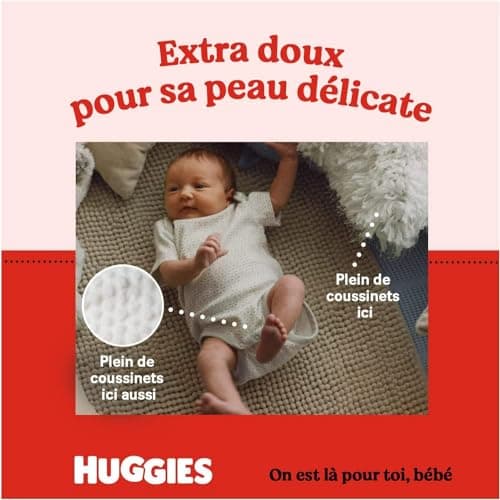 HUGGIES Extra Care - Couches bébé Taille 5 (11/25kg) - Pack de 66 couches - extra doux - barrières anti fuite - facile à changer - hypoallergénique et testé dermatologiquement - avec des motifs Disney