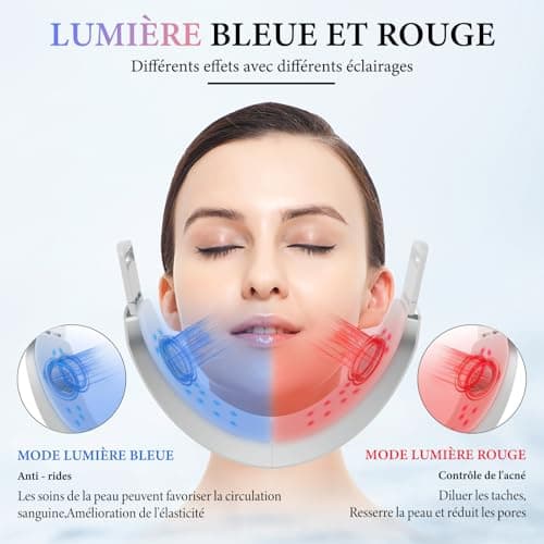 Wonder Forge Appareil de Levage du Visage, EMS Massage Visage, 6 Modes V-Face Shaping Massager Électrique, Massage Visage à Lumière Rouge et Bleue avec Télécommande