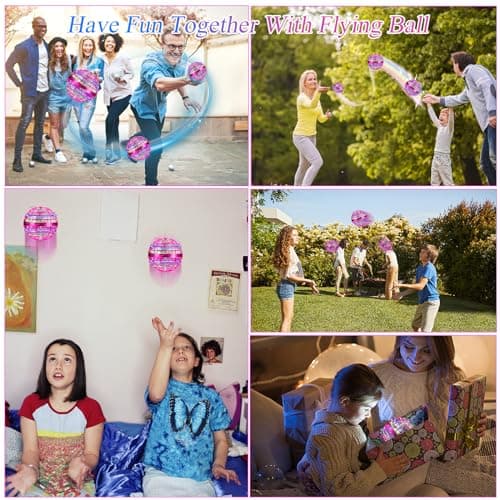SUPRBIRD Jouets de Balle Volante, Boule Volante Lumineuse, Fly Spinner, Boomerang Ball, Flying Orb Hover Ball, Mini Flying Boomerang Toy, Rotation à 360° Jouet Orbe Volant pour Enfants (Rose)