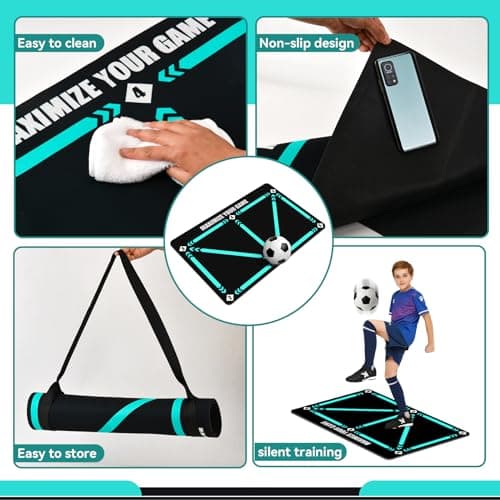 YAOZUP Tapis Football Entrainement, 90 x 60 cm Tapis d'entraînement Football Antidérapant, Tapis d'entraînement de Football, Tapis Football Dribble Footstep d'entraînement