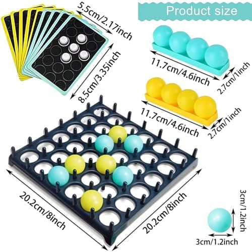 Jeu de Balle Rebondissante, Jeu de Société Interactif Parents-Enfants, Jeux de Table Balle Rebondissante, avec 16 Balles et 9 Cartes de Tâches, Bouncing Ball, Jeu Familial Amusant pour 2-4 Joueurs