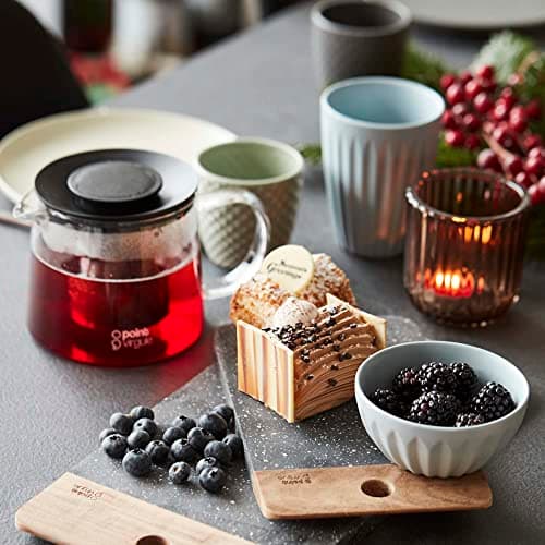 Point-Virgule Théière en Verre avec infuseur à thé en INOX, Service a The, Noir, 600ml