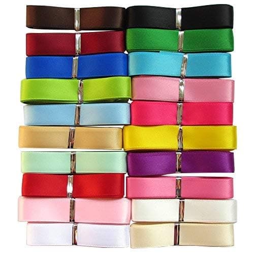 Chenkou Craft 18,3 m de ruban en polyester simple face 1,6 cm 20 couleurs assorties Assortiment de plusieurs lots