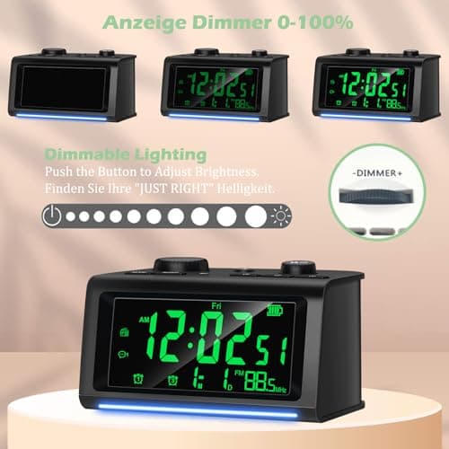 VORRINC Radio Réveil, Radio-Réveil Peut Enregistrer des Sonneries d'alarme, Synchronisation de l'heure du Téléphone Portable, 3 Alarmes, Bluetooth, Snooze, Reveil Numerique pour la Chambre, Noir