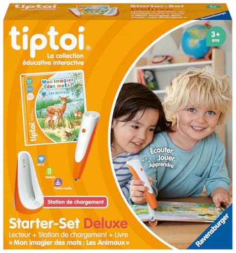 Ravensburger - tiptoi® - Starter Set Deluxe - Lecteur + Station de Chargement + Livre Mon imagier des Mots Les Animaux - Jeu éducatif électronique sans écran - Dès 3 Ans - Version française - 00204