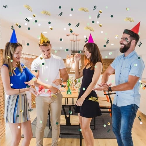 ZYNERY 500 Pièces Confettis Anniversaire, Confettis Pour Decoration de Table, Confettis Anniversaire Verts et Dorés, HAPPY BIRTHDAY Confettis pour Deco Table