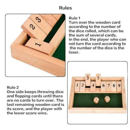 EACHHAHA Shut The Box -Jeu de société en Bois Classique-Jeu de dés-Jeu de Rassemblement de la Famille-Jouet de Voyage-Convient à la Formation en logique mathématique pour Enfants