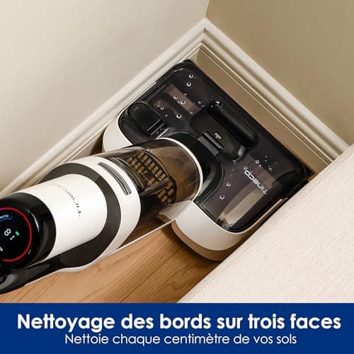 Tineco Floor One Stretch S6 Aspirateur Eau et Poussière Laveur de Sols, Conception Plate à 180°, Hauteur compacte de 13 cm, Auto-Nettoyage Flashdry à 70°C en 5 Min, Nettoyage des Bords sur Trois Faces