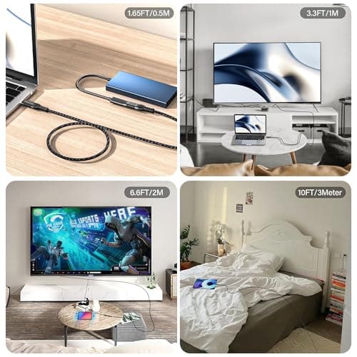 HOTUTUKI cable usb c male/femelle 50 cm,USB C 3.2 Gen2, 20gbs 240W/5A Compatible USB C 3.2, USB 3.1, USB 3.0, 4K à 60 Hz,usb extender cable,rallonge type c femelle