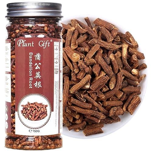 Plant Gift Racine de pissenlit coupée 130 g, thé en vrac à la racine de pissenlit torréfiée, végétalien, sans OGM, sans gluten, supplément de pissenlit pur, soutien fort, thé sain