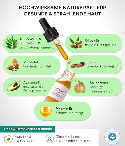 Natüür Scalp Oil – 10 ml Soin intensif pour cuir chevelu sec avec ingrédients naturels, sans parfum, silicone ni colorants – Avec extrait de neem