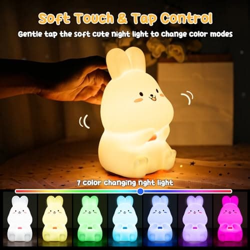 Veilleuse Enfant Bébé 9 Couleurs Veilleuse LED Ours Lampe de Chevet Enfant, Veilleuse USB Rechargeable, Silicone Veilleuse en Pour Cadeau Jouet