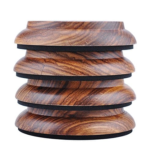KingPoint Lot de 4 coupelles en bois dur - Tampons de protection pour pieds de meuble Bois de zèbre.
