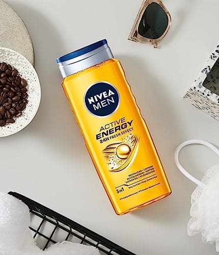 NIVEA MEN Active Energy 3in1 Gel douche énergisant pour hommes avec de la caféine 500 ml