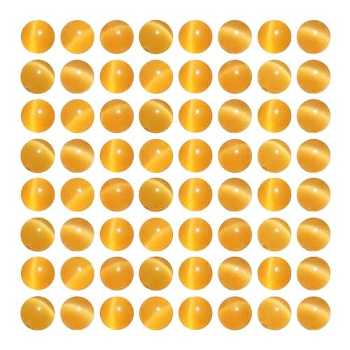 MJDCB 105 pièces Petites Perles Oeil de Chat Jaune Dor 10mm Perles de Cristal Ronde Vrac pour La Fabrication de Bijoux Bracelets Boucles D'oreilles Colliers Accessoires