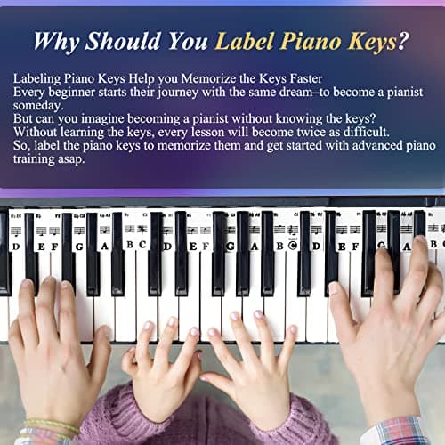 Amovibles pour Clavier de Piano, Autocollants Clavier Piano Pleine Grandeur, 88 Touches en Silicone pas Besoin de Coller Étiquettes Réutilisables, pour Piano pour Enfants Débutants et Adultes