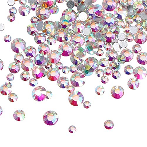 Jollin ss4 ~ ss12 -3 456 strass à dos plat en verre pour nail art, taille 6,, Cristal AB, Mixed SS4 5 6 8 10 12