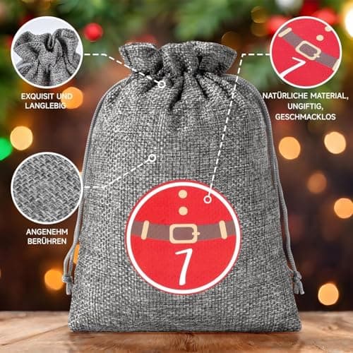 Alintor Calendrier de l'avent a Remplir Soit Meme, 24 Calendrier de l'avent Vide, Grands Calendrier Avent a Remplir, Sac Pour Calendrier de l'avent 2024 Femme Homme