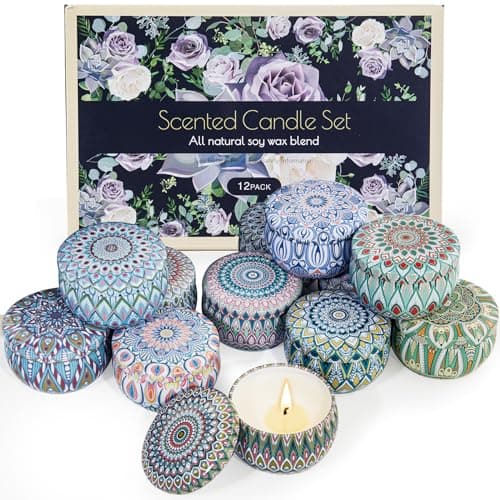 Yinuo Candle Coffret Cadeau de Bougies Parfumées pour Femmes, 12 * 2,5 Oz de Bougies Aromathérapie en Cire de Soja - Idéal pour la Fête des Mères, Noël, Anniversaires, Saint-Valentin, Bain, Yoga